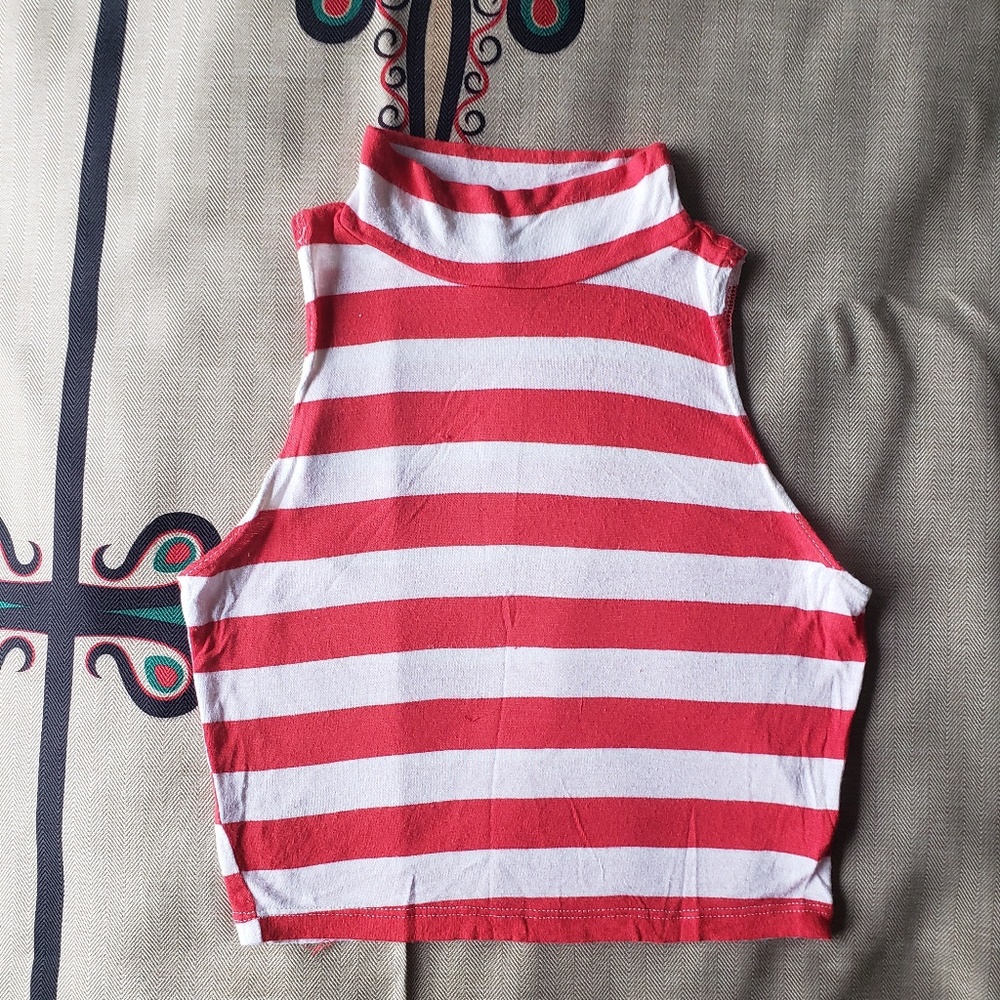 Crop top Akira S white red stripes